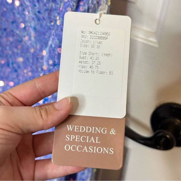 NWT Stacees Lilac Purple Rhinestone Velvet Halter Neck Maxi Dress Sz 16 Wedding - Picture 9 of 10